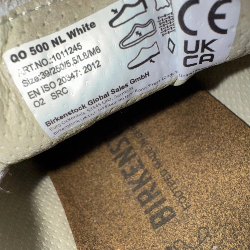 Birkenstock QO 500 NL White Leather Safety Slip Resistant Shoes‎ Work M6 L8 EU39